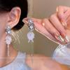 Супер фея серебряные серьги-кисточки с цветами женские серьги-гвоздики с темпераментом легкой роскоши длинные элегантные серьги