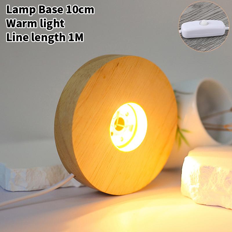 Wooden LED Light Dispaly Base USB Rechargeable Crystal Glass Resin Art Ornament Wood Night Lamp Base Holder Display Stand Base