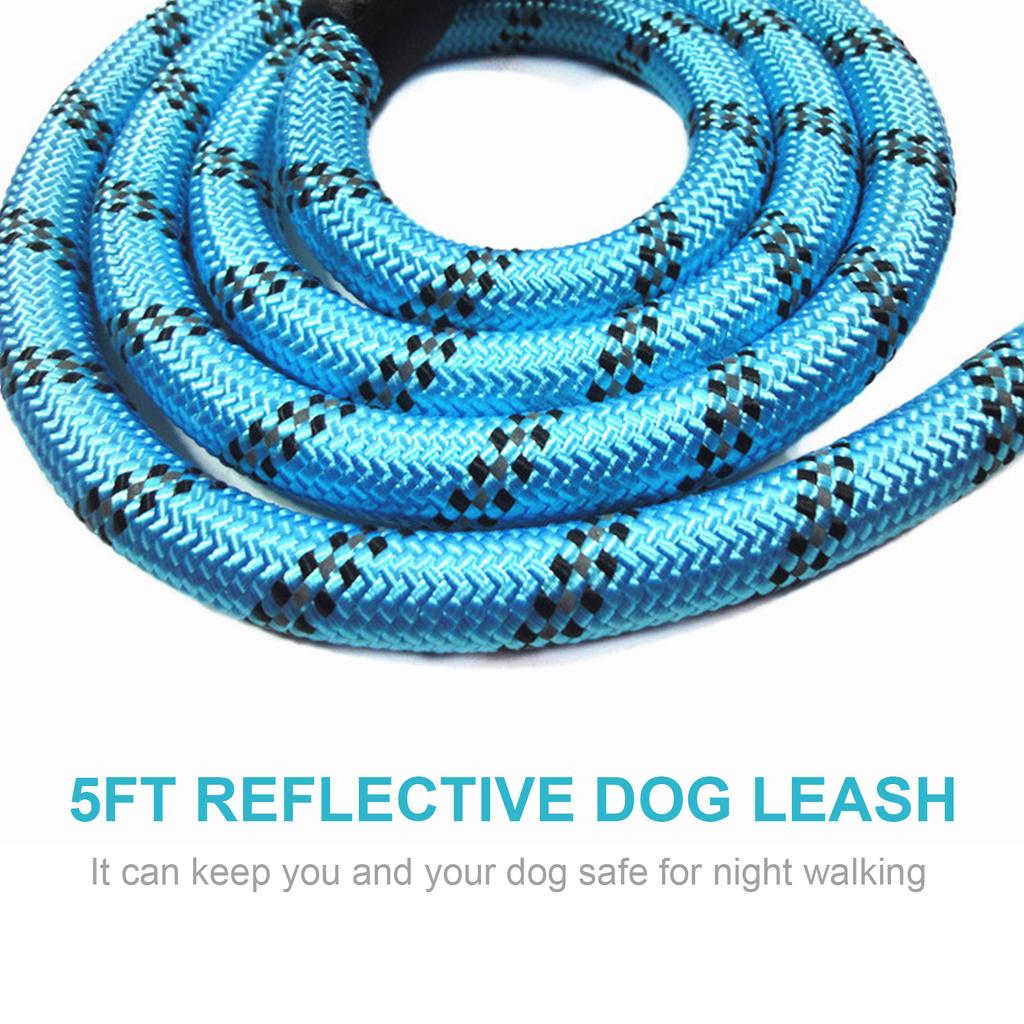 5ft Reflective Dog Leash Strong Dog Leash with Comfortable Padded Handle Traction Rolled Dog Leads Anti-Slip Handle Dog Leash Rope for Large
