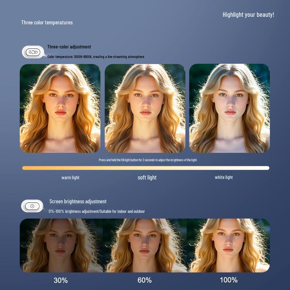 Беспроводной магнитный дисплей с автоспуском, с заполняющим светом и проекцией экрана для удаленной фотографии