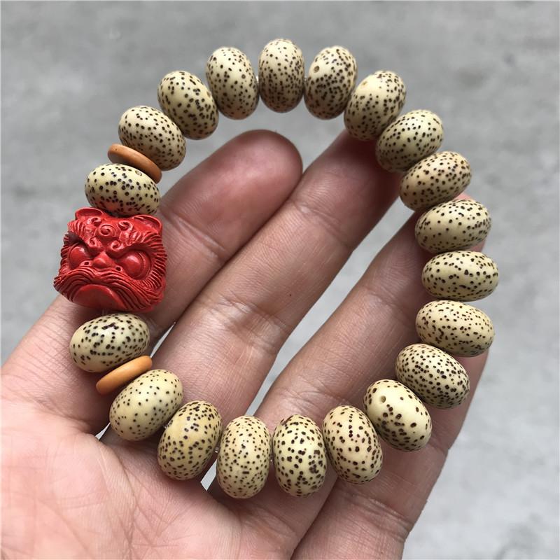 Натуральный фиолетовый и золотой песочный лев с бусами Xing Yue Bodhi Abacus, киноварные бусины Будды, ручная веревка