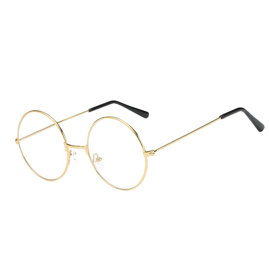 Retro Metal Non Diopter Fashionable Round Frame Transparent Lens Glasses
