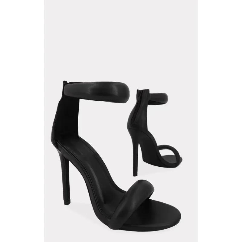 Сандалии женские 2024 года, лаконичные босоножки с одним ремешком для девочек, женские сексуальные босоножки на шпильке, с застежкой-молнией сзади, летние босоножки золотистого цвета