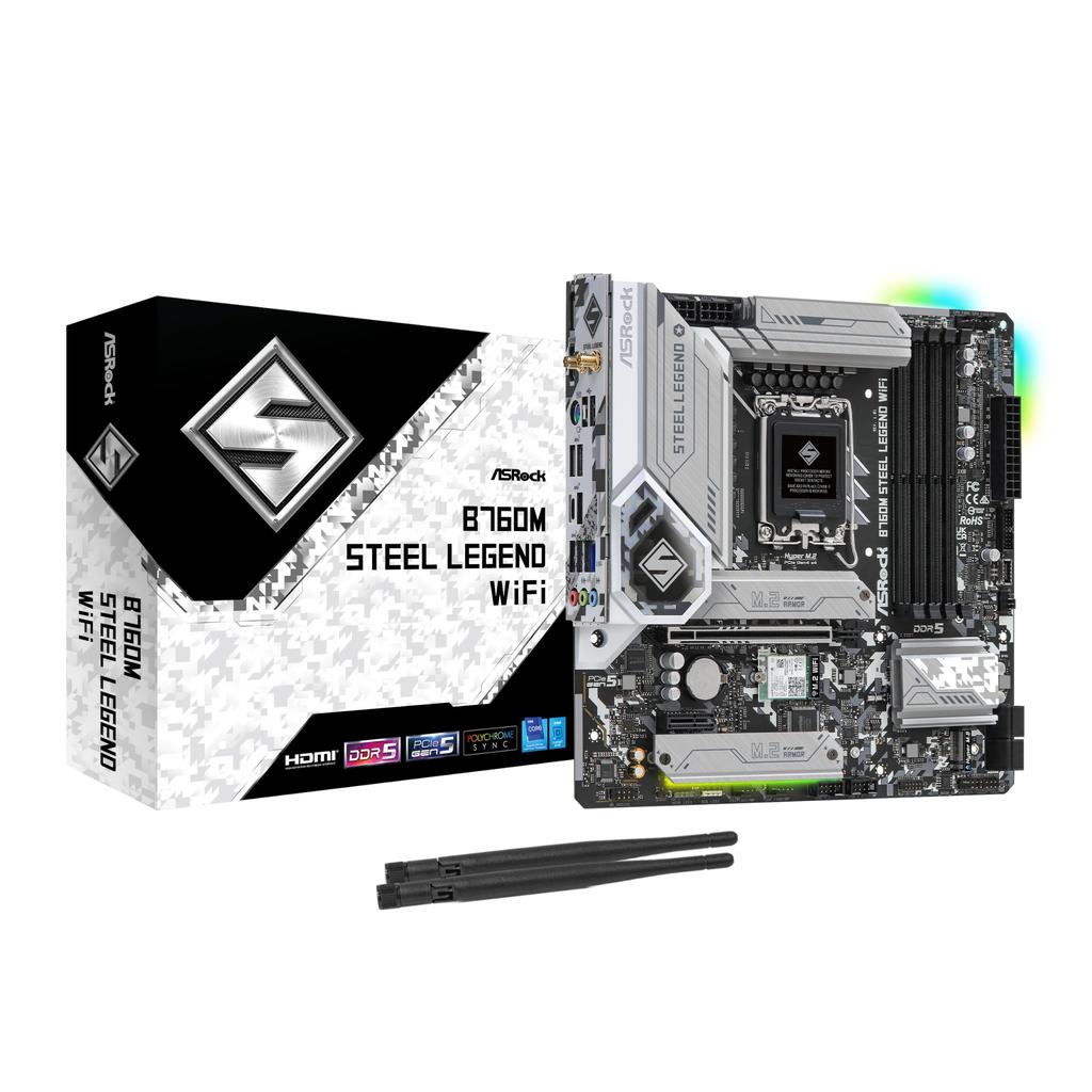 ASRock Motherboard B760M Steel Legend WiFi Compatible with Intel 12th and 13th Generation CPU B760 Chipset DDR5 Micro ATX Motherboard Authorized