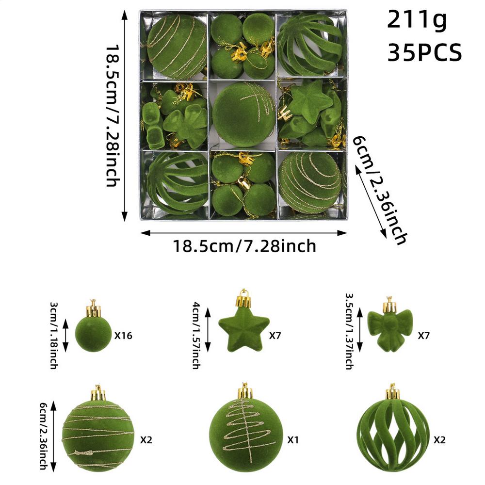 Christmas Ornaments Set 35 Pieces Winter Holiday Decoration Pendants Christmas Balls Decoration For Party Celebration Event
