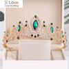 Luxury Green Crystal Wedding Crown Bride Tiaras And Crowns Queen Diadem Pageant Party Crown Bridal Hair Jewelry Accessories