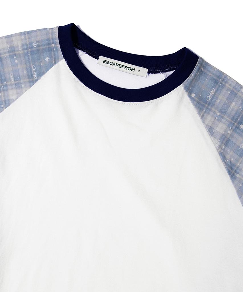 ESCAPEFROM Heart Logo Dot And Logo Play Check Full Print Long Sleeve Blue