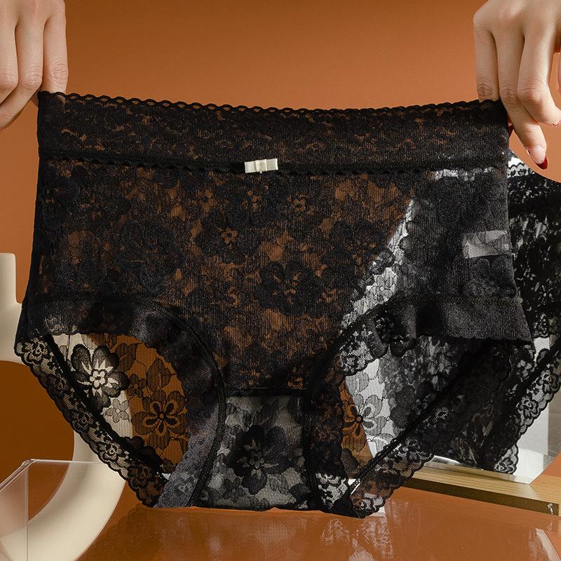 Lingerie Sexy Lace Underwear Women's Mid Waist Summer Lightweight Seamless Women's Underwear Mulberry Silk Antibacterial Breathable Crotch