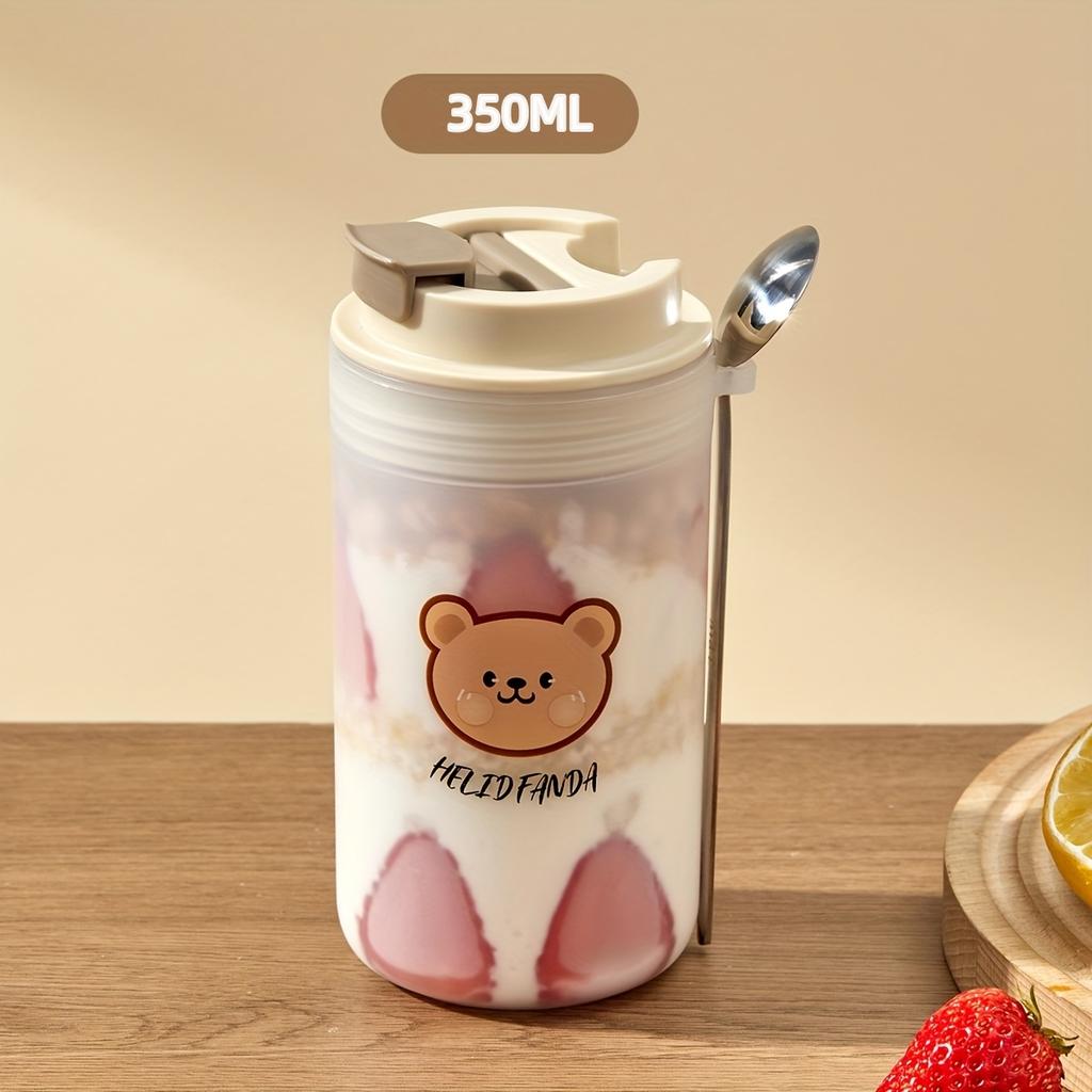 Portable Breakfast Oat Cup With 316 Stainless Steel Spoon Plastic Milk Yogurt Oatmeal Jar Leak Proof Food Container