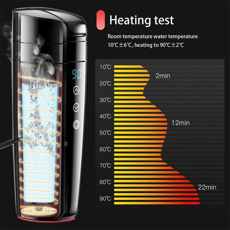 12 В автомобильная электрическая нагревательная чашка, кружка, ЖК-дисплей, бутылка из нержавеющей стали для воды, кофе