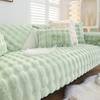 Rabbit Plush Sofa Cushion Winter Padded Plush Cushion Non-slip Leather Sofa Cover  Cover Cloth Towel