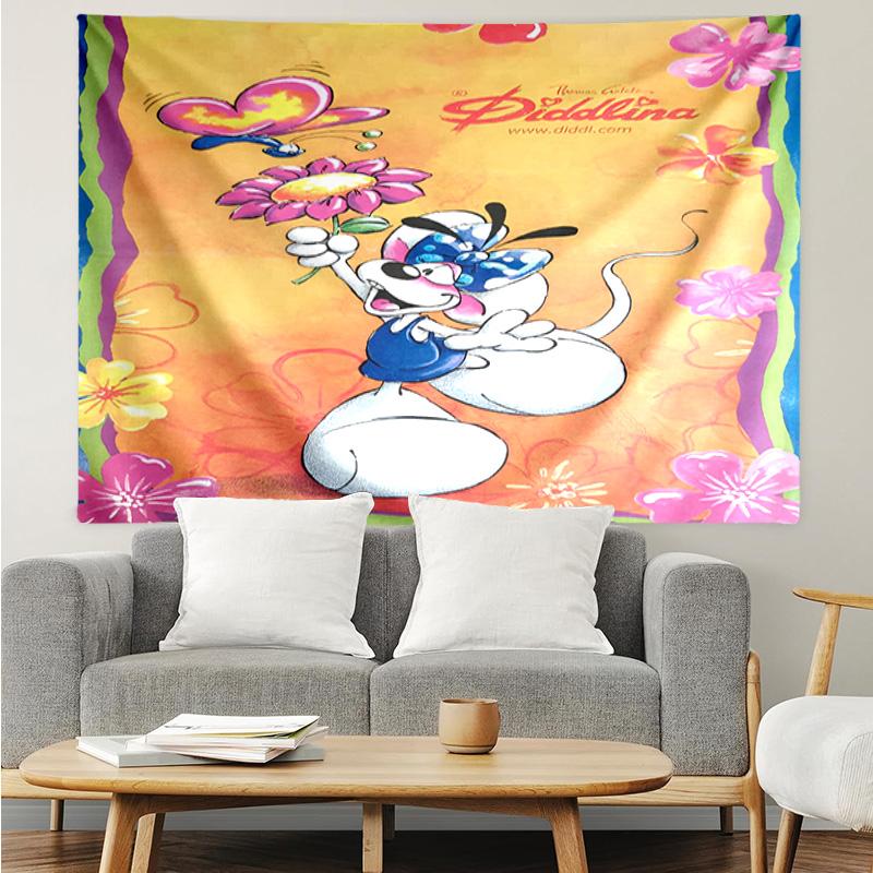 1PC Diddl Love And Friendship In Pastel Tapestry, Unique Design Tapestry, Suitable for Bedroom,Livingroom, Playroom,Heartwarming Holiday Gifts