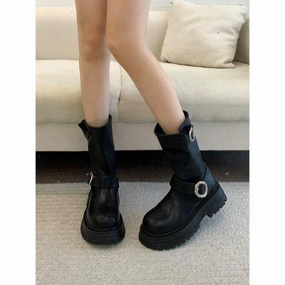 Коричневые ретро американские мартинсы на толстой подошве с увеличением роста женские 2025 новые универсальные осенние тонкие короткие ботинки