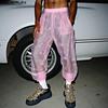 Men Elastic Waist Print Mesh Sheer Stitching Streetwear Harem Pants