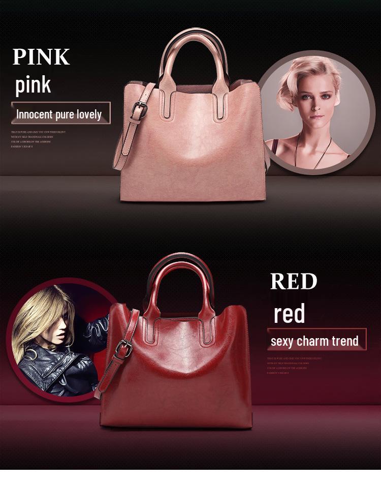 2024 Новая европейская и американская мода Женская сумка из масляной кожи - Простая универсальная сумка через плечо и кроссбоди