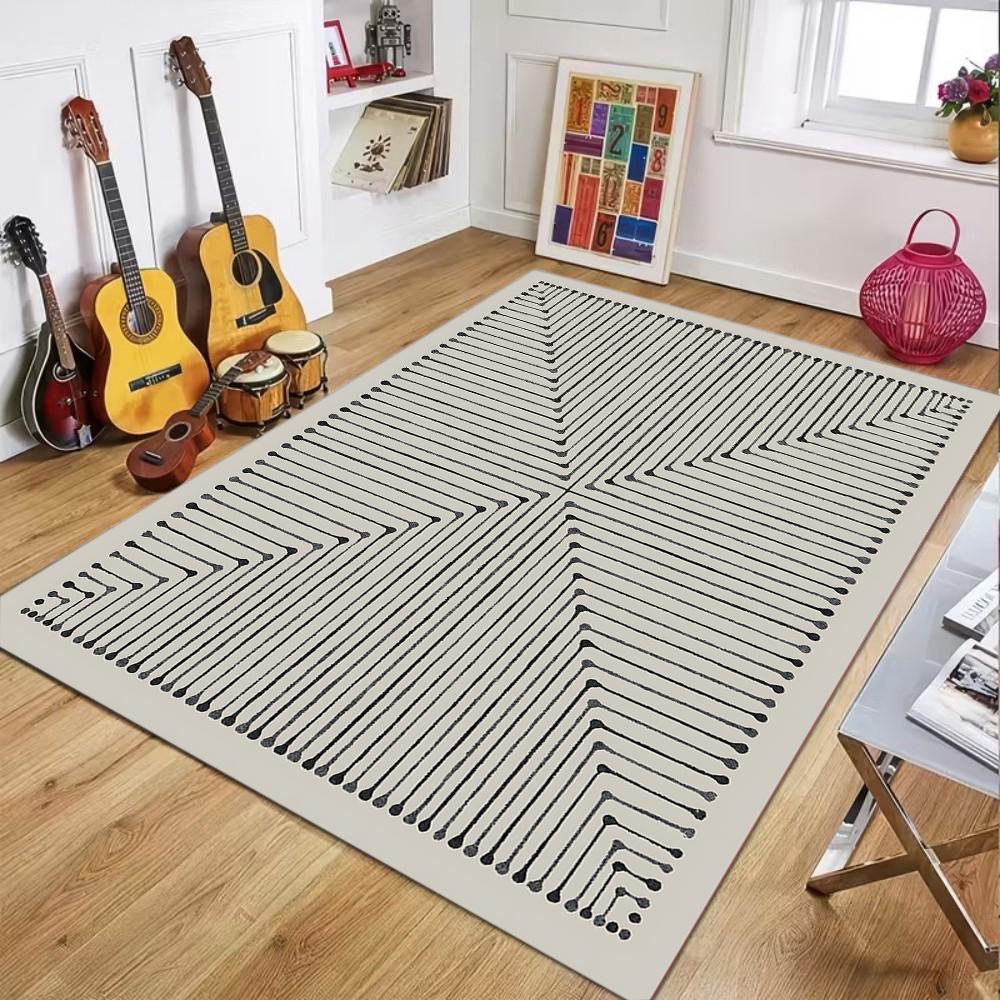 Geometric Line Pattern Living Room Carpet Modern Art Home Decor Area Rug Soft Non-slip Floor Mat for Bedroom Hallway