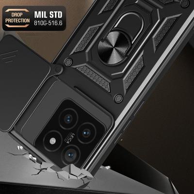 Чехол для Xiaomi 14T с выдвижной крышкой для камеры, подставкой из ПК+ТПУ, чехол для телефона