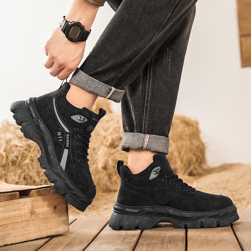 Новые модные осенние и зимние мужские высокие ботинки martin для студентов, трендовые рабочие туфли на мягкой подошве для мальчиков, кроссовки Martin с защитой труда