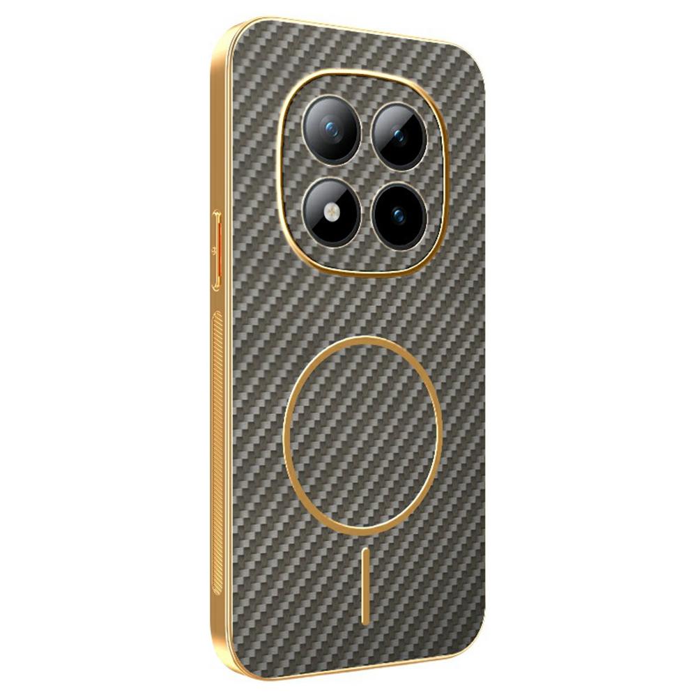 For Xiaomi Redmi Note 15 Pro+ 5G Phone Case Carbon Fiber Textured Electroplated TPU Back Cover