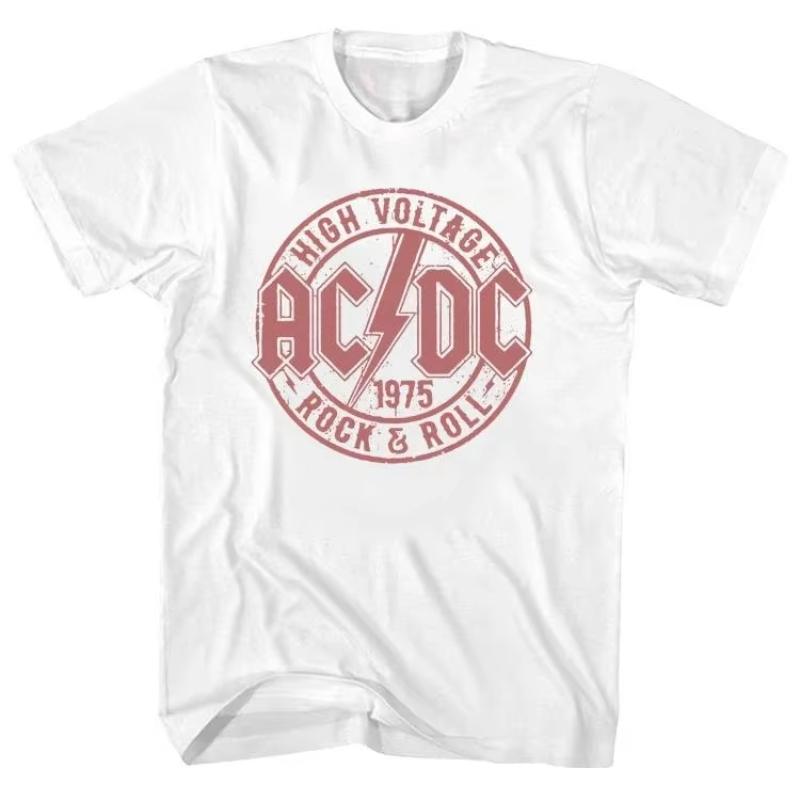 2025 Summer Tribute To High Voltage Rock Band Rock 1975 American Retro Short Sleeve High Quality Street T-shirt Men Women
