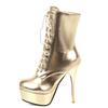 Fashion Fashio Ankle Boots Women Platform Sexy High Heels Short Boots Gold Silver Pink Lace Up Fetish Party Shoes Woman Large Size