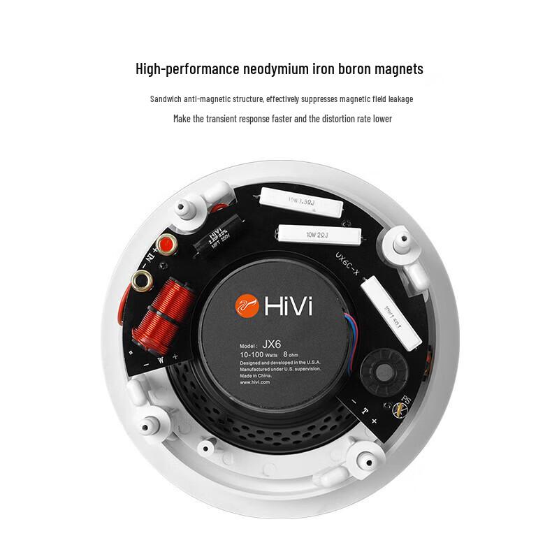 HiVi JX6 Ceiling Speaker Home Theater System with Denon X580 CN plug (adapter included)