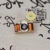 Vintage Retro Enamel Diamond Camera Brooch Badge