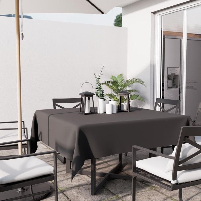 Square Stain-resistant Tablecloth 140X140 Cm ALIX Anthracite, by Soleil d'Ocre