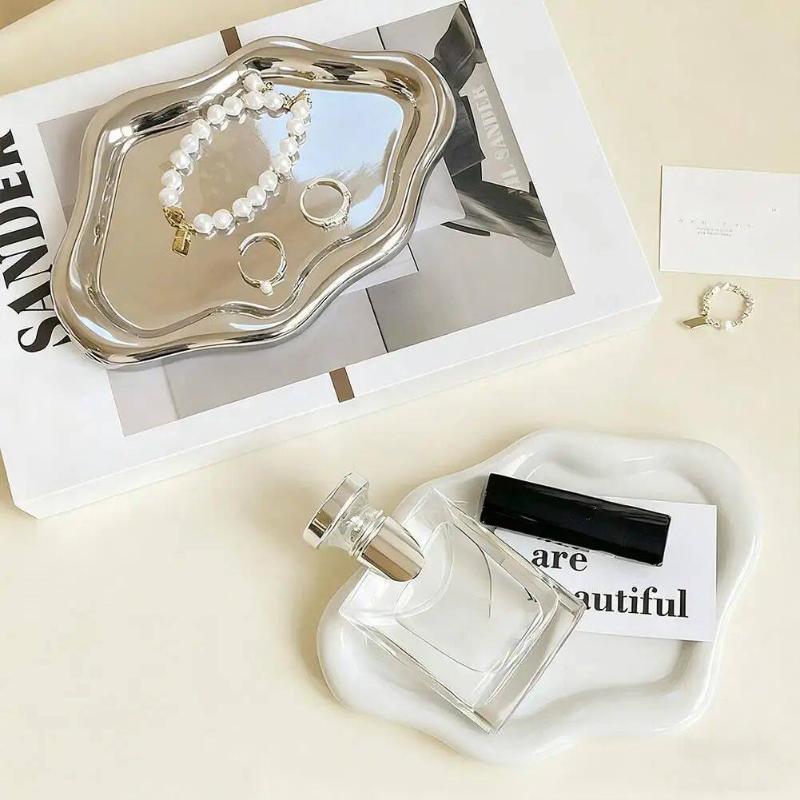 1PCS Irregular Cloud Shaped Tray Mirror Polished Finish For Vanity Bathroom Coffee Table Decor