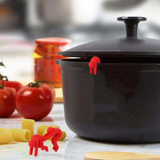 Pot Lid Holder Human-Shaped Pot Lid Lifter Holder Reusable Silicone Cooking Lid Holder for Home Kitchen