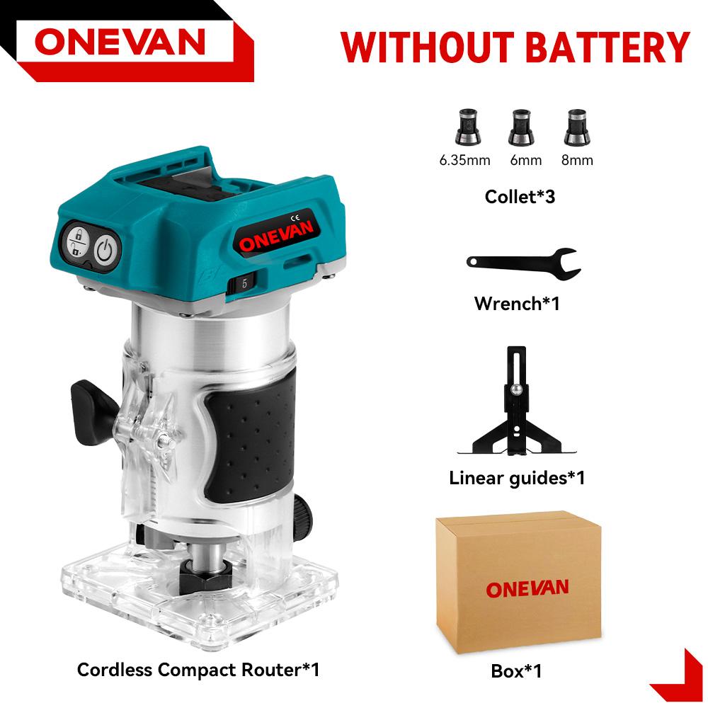 ONEVAN 5-скоростной бесщеточный электрический ручной триммер 1600 Вт беспроводной фрезер по дереву деревообработка гравировка прорезка пазов для Makita 18 В аккумулятор