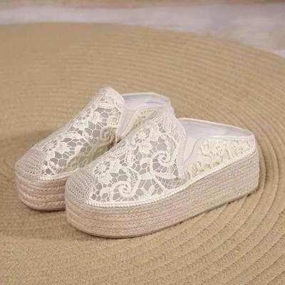 Мода 2025 Лето Новые Кружевные Женские Шлепанцы с Закрытым Носком Горячая Распродажа Дышащие Сандалии на Платформе Уличные Повседневные Шлепанцы Zapatos