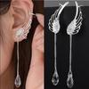 Angel Wing Stylist Crystal Earrings Drop Dangle Ear Stud for Women Long Cuff Earring Ear Cuffs for Women