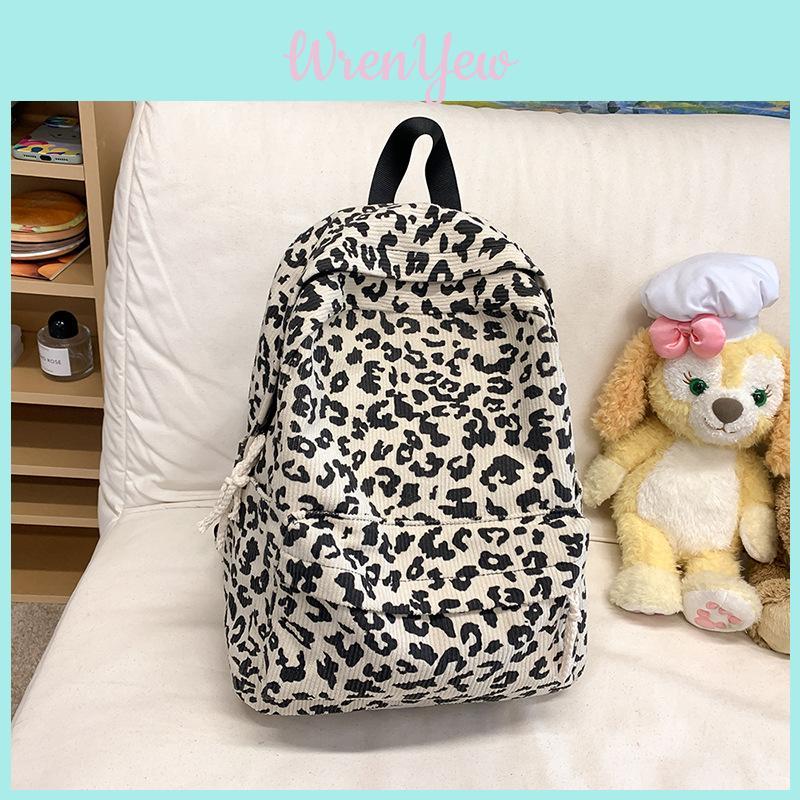Urban Style Leopard Print Soft Backpack With Zipper Closure For Student And Travel