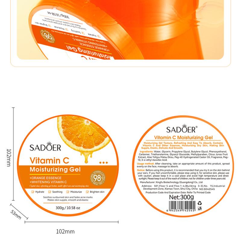 Гель алоэ вера SADOER Гель алоэ вера с витамином С 300 г увлажняющий