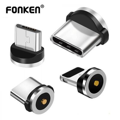 FONKEN Круглый магнитный разъем типа C/Micro/iPhone 3A, подходит для круглого магнитного кабеля для быстрой зарядки