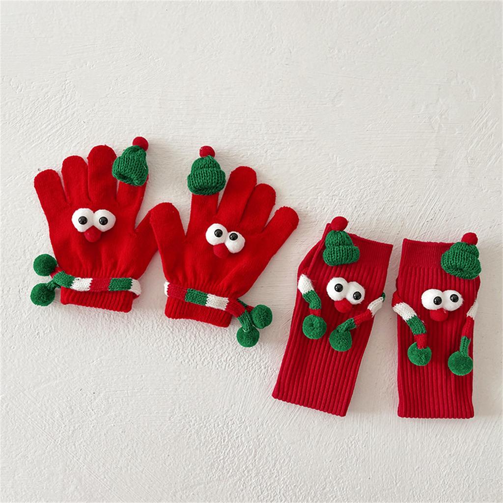 Christmas Party Gloves for Various Ages Soft Knitted Gloves Lovely Festival Theme Hand Gloves/Socks for Family Member