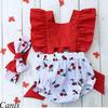 2Pcs Newborn Kids Baby Girl Ruffle Romper Big Bow Bodysuit Outfits Summer Set