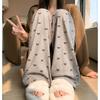 Grey Velvet Glutinous Rice Pants Women's Autumn and Winter New Drape Small Loose Lazy Bow Wide-leg Pants