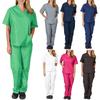 Two Piece Set V-neck Short Sleeved Nursing Uniform Set Tops+Pants Scrub Suit Fast-drying Suits