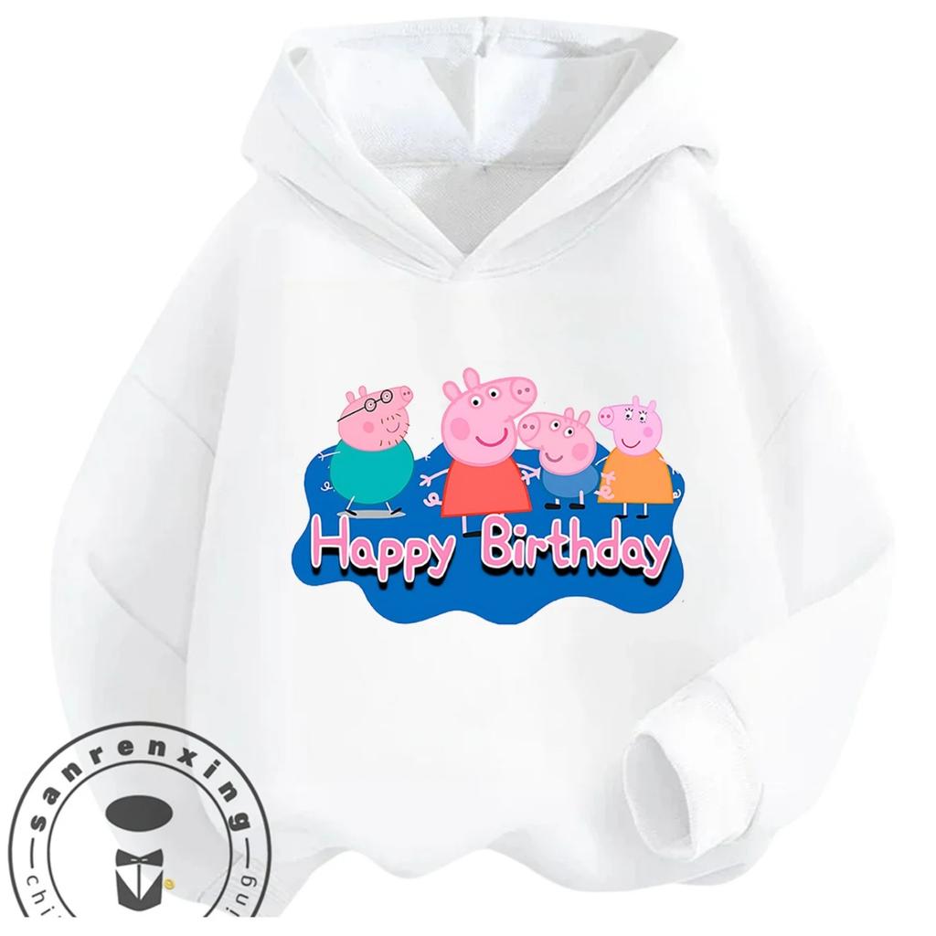 Cute Casual Hoodie Winter Cartoon Print Street Fashion Youth Apparel Peppa Pig Boys Girls