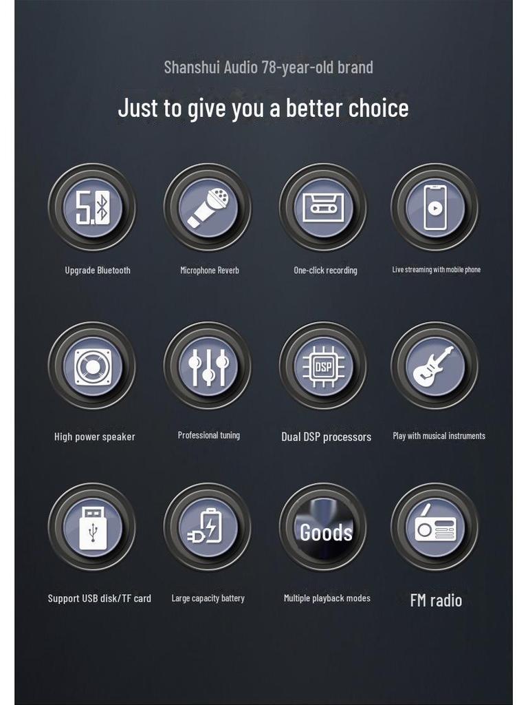 Портативная Bluetooth-колонка Shanshui U11 — беспроводная, уличная, мини-колонка с улучшенными басами, идеально подходит для танцев и караоке.