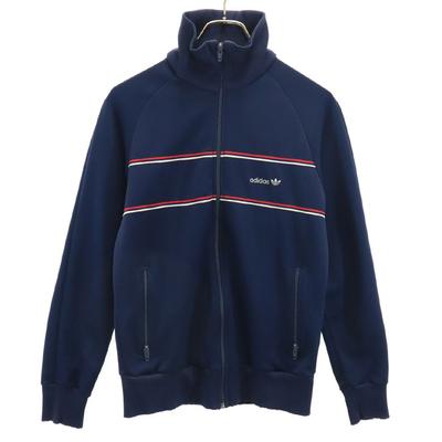 Adidas 80-е Винтажная спортивная куртка Трилистник логотип трикотажная куртка S Темно-синий Мужская Б/У