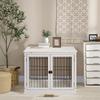 Dog Crate Furniture, Puppy Crate End Table, Pet Kennel House with 2 Doors for Medium and Small Dogs, 81 x 58.5 x 66 cm, White