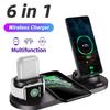 Wireless Charger Station QI Fast Charging Dock Stand for Airpods Apple Watch iPhone Samsung with 25W Dual Port Wall Charger