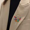 Flower Basket Brooch Hollow Out Colorful Rhinestone Flower Leaf Retro Suit Coat Collar Hat Scarf Clothes Pin Prom Party Garment Jewelry