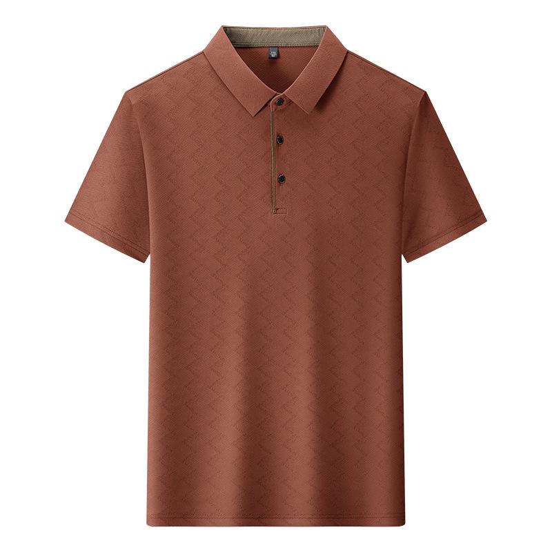 Летняя мужская повседневная рубашка поло Ice Silk с коротким рукавом, дышащая футболка с воротником