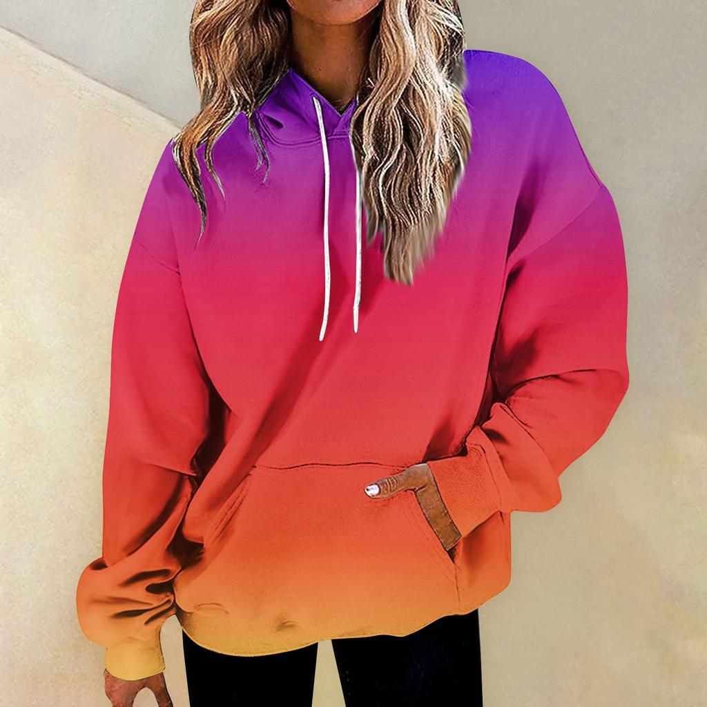 Женская мода Повседневные Универсальные Повседневные толстовки с круглым вырезом Графика Повседневные с длинным рукавом Градиент Лоскутная верхняя одежда с принтом Толстовки