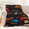Rock Band A-AC D-DC Back In Black Blanket Plush Nap Sofa rug for Living Room Warm Office Bedroom Birthday Home Travel Kid Gifts