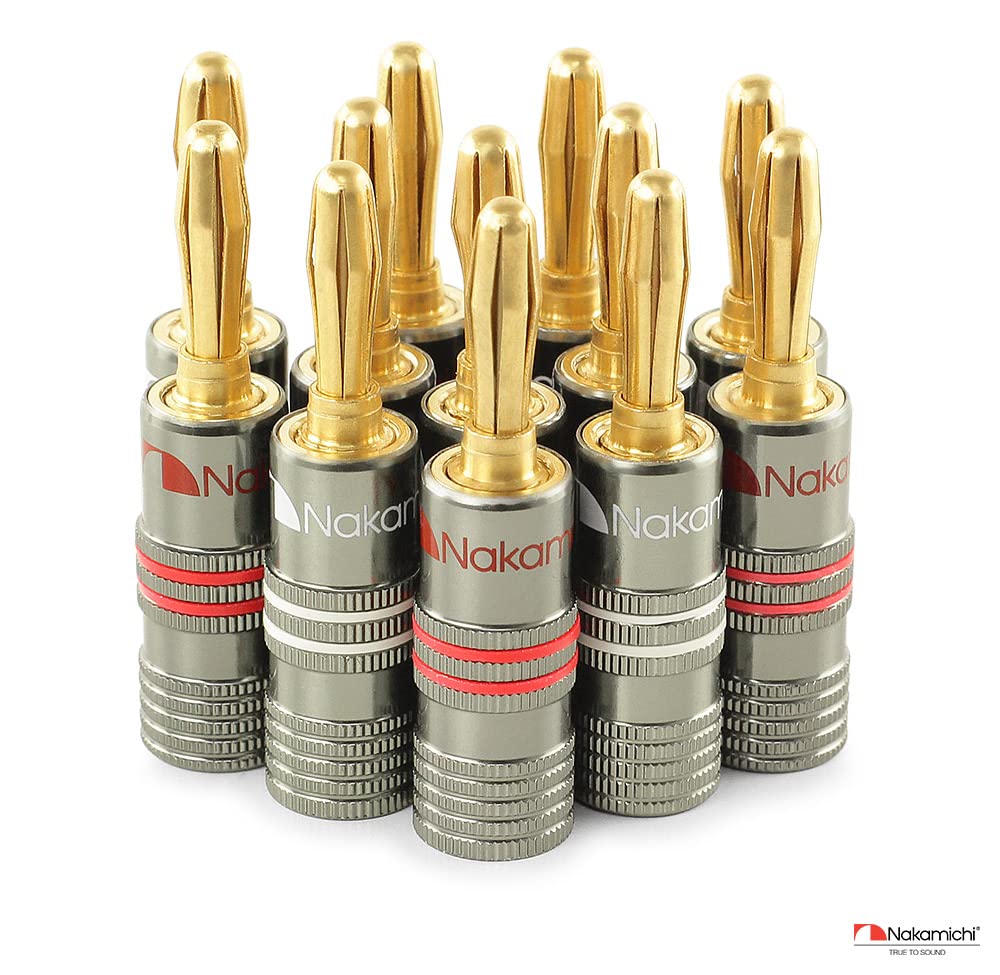 Nakamichi Ultimate Series 24K Gold Plated Beryllium Red Copper Banana Plug Speaker Connectors This Product Is Ideal for Flexible Connection Cables To